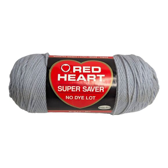 Red Heart Super Saver Yarn Light Gray No Dye Lot 4 Ply Worsted 8oz Yarn New - Picture 2 of 5